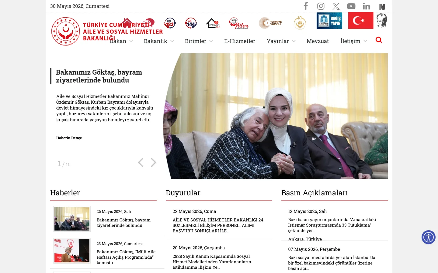 T.C. Aile ve Sosyal Hizmetler Bakanlığı (Yaşlı Hizmetleri)