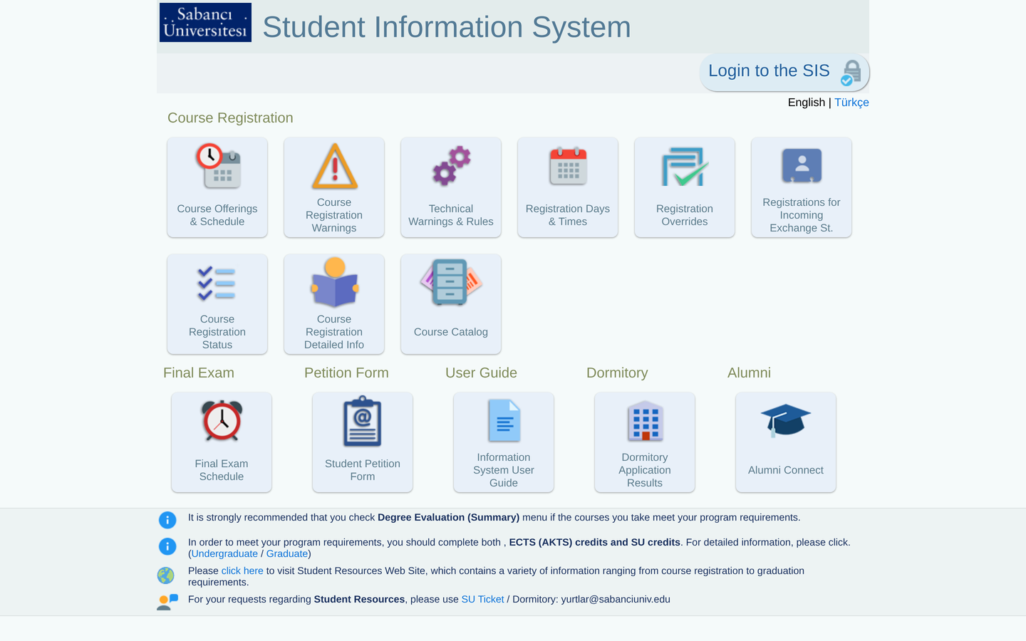 Sabancı Üniversitesi Öğrenci Bilgi Sistemi (Banner)