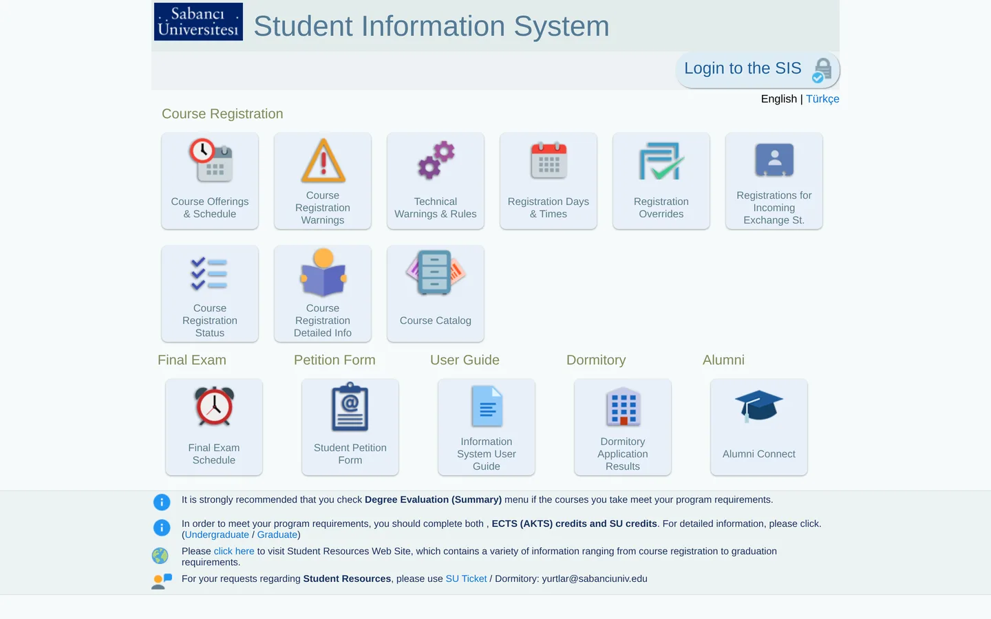 Sabancı Üniversitesi Öğrenci Bilgi Sistemi (Banner)