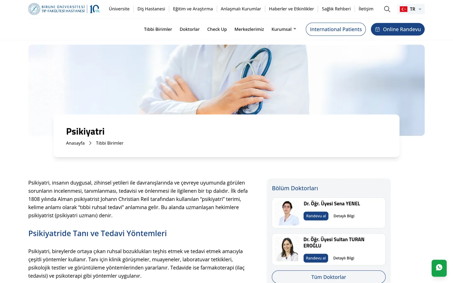 Biruni Üniversitesi Hastanesi Psikiyatri