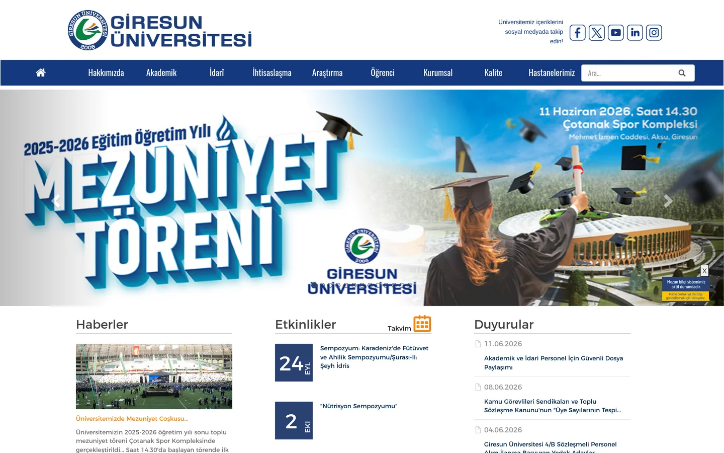 Giresun Üniversitesi Projeleri