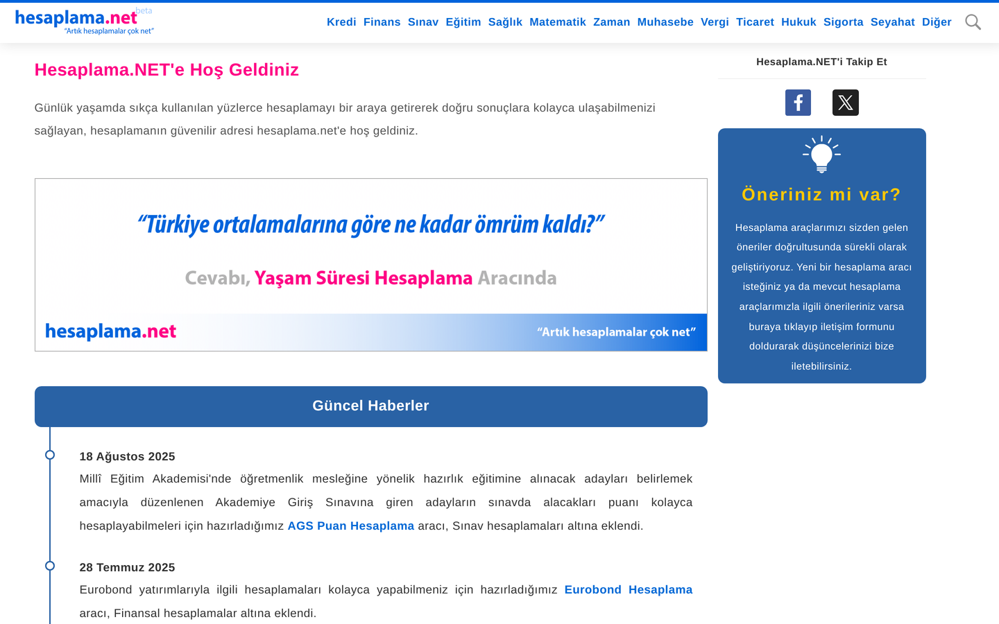 Hesaplama.net (KPSS Bölümü)