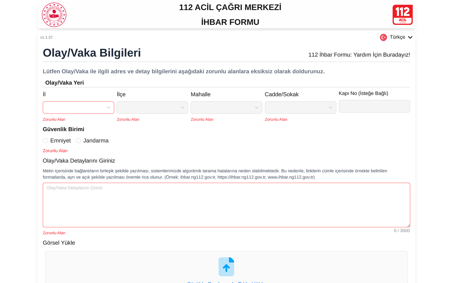 112 Web İhbar Sistemi