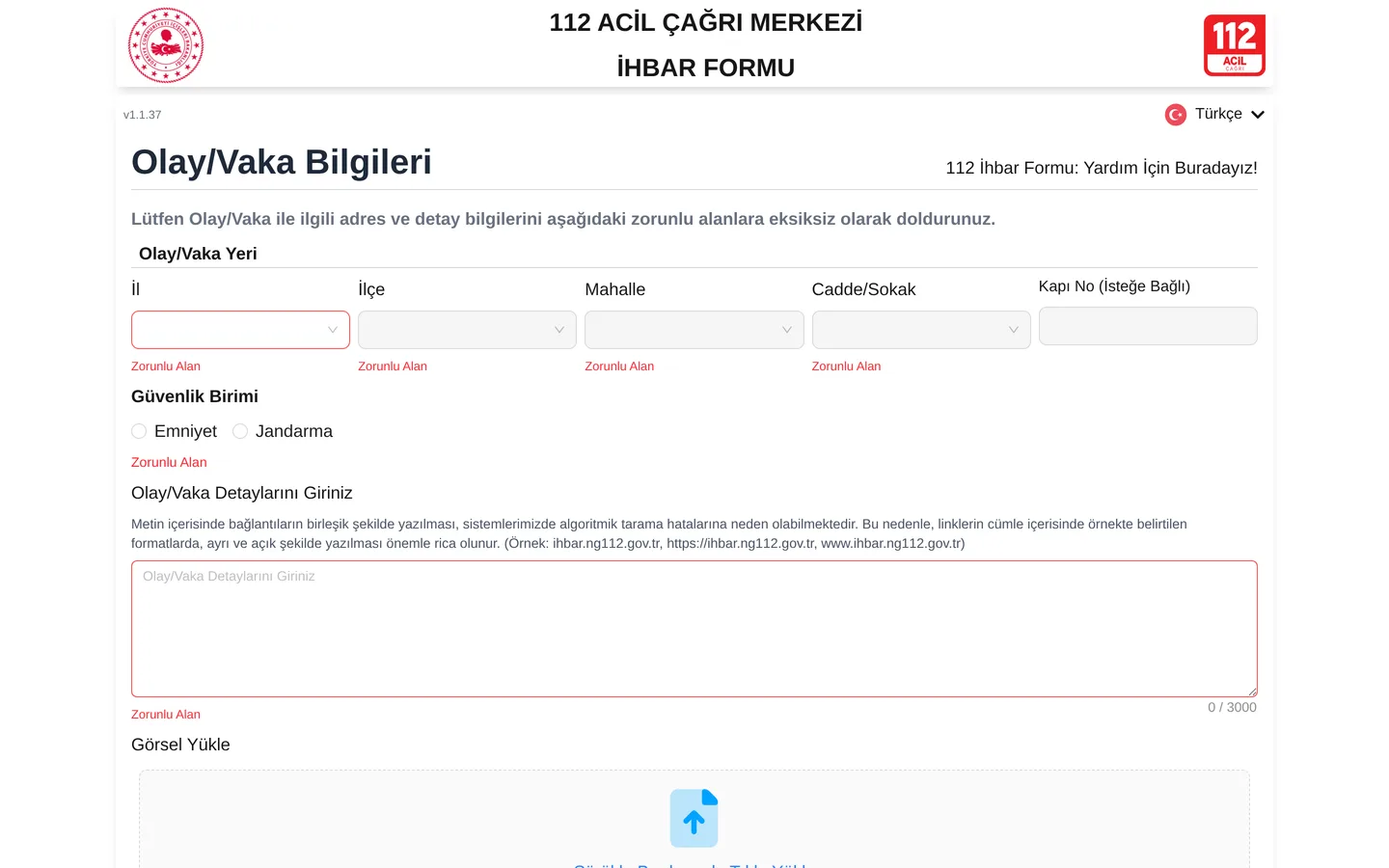 112 Web İhbar Sistemi