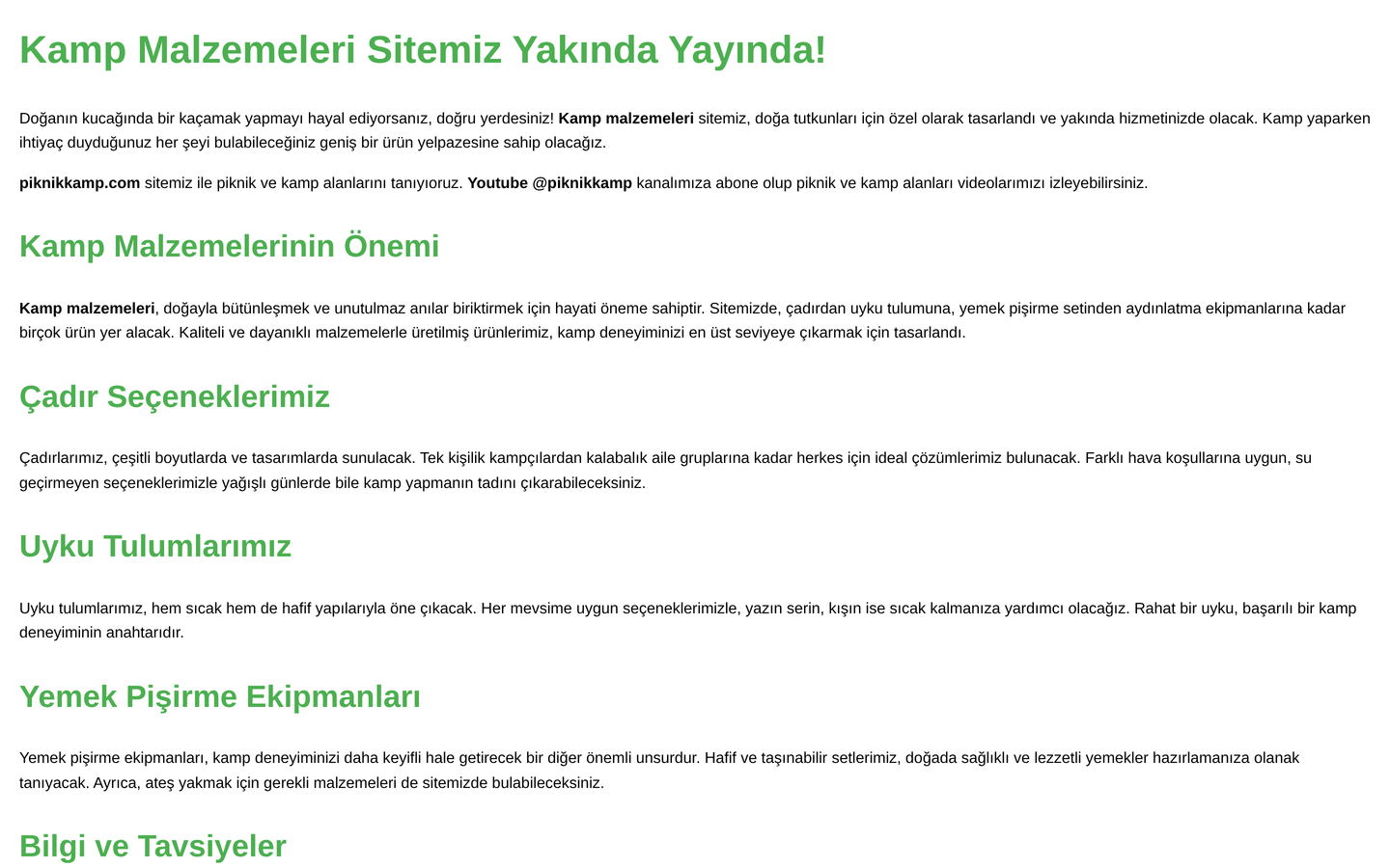 Kamp Malzemeleri