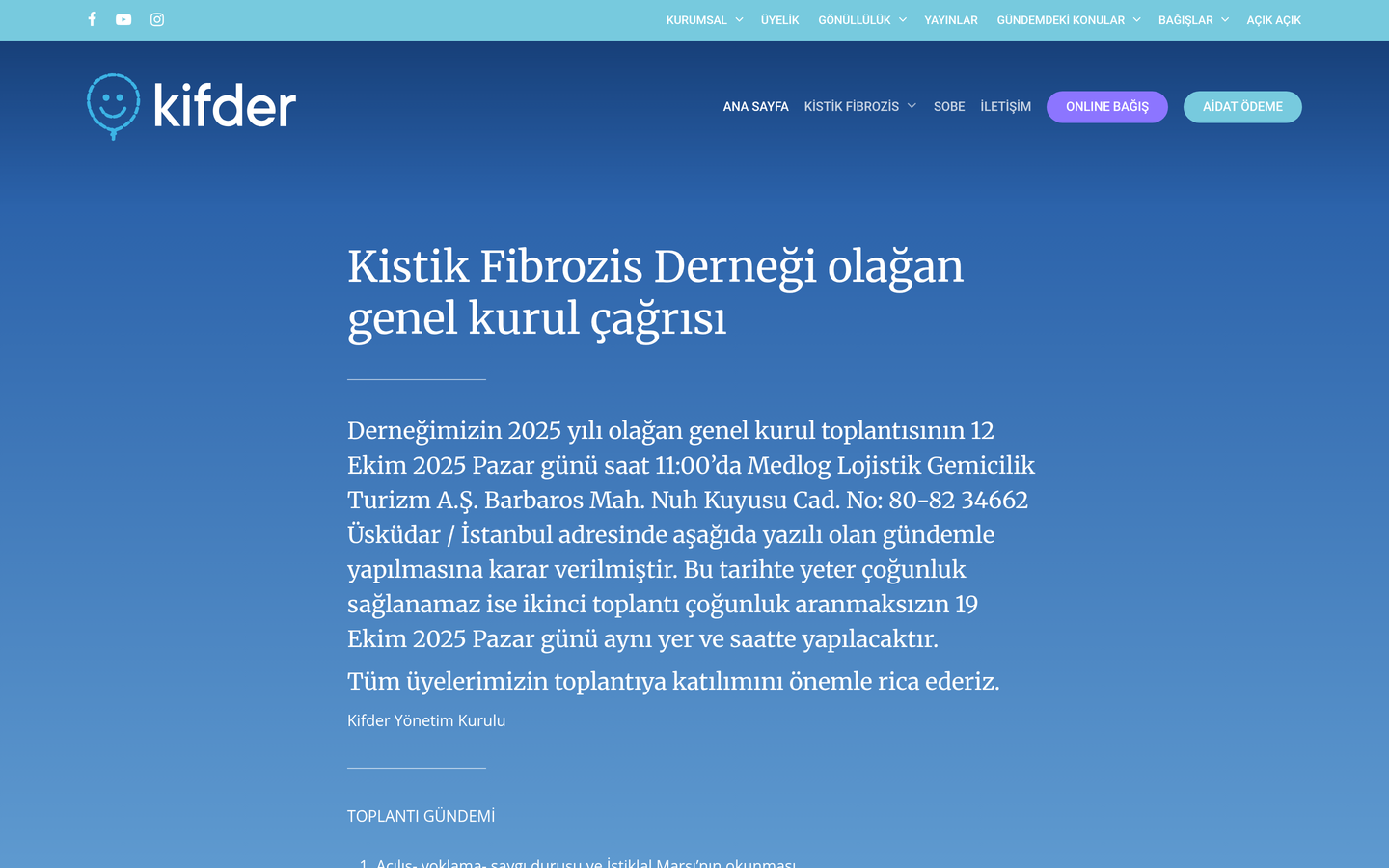 KİFDER (Kistik Fibrozis Yardımlaşma ve Dayanışma Derneği)