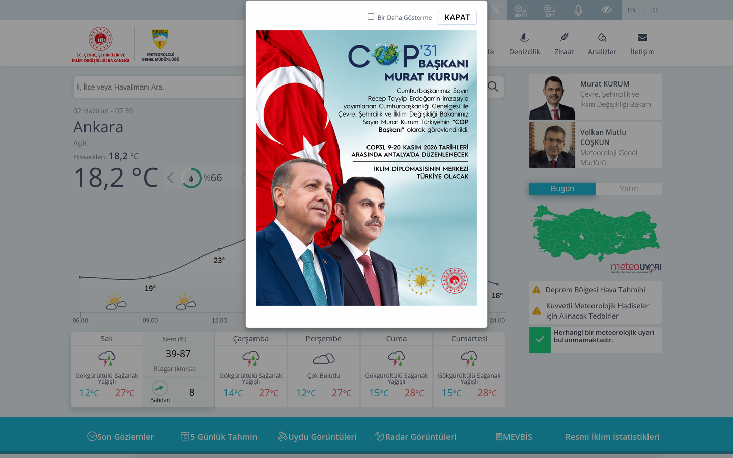 Meteoroloji Genel Müdürlüğü (İklim Portalı)