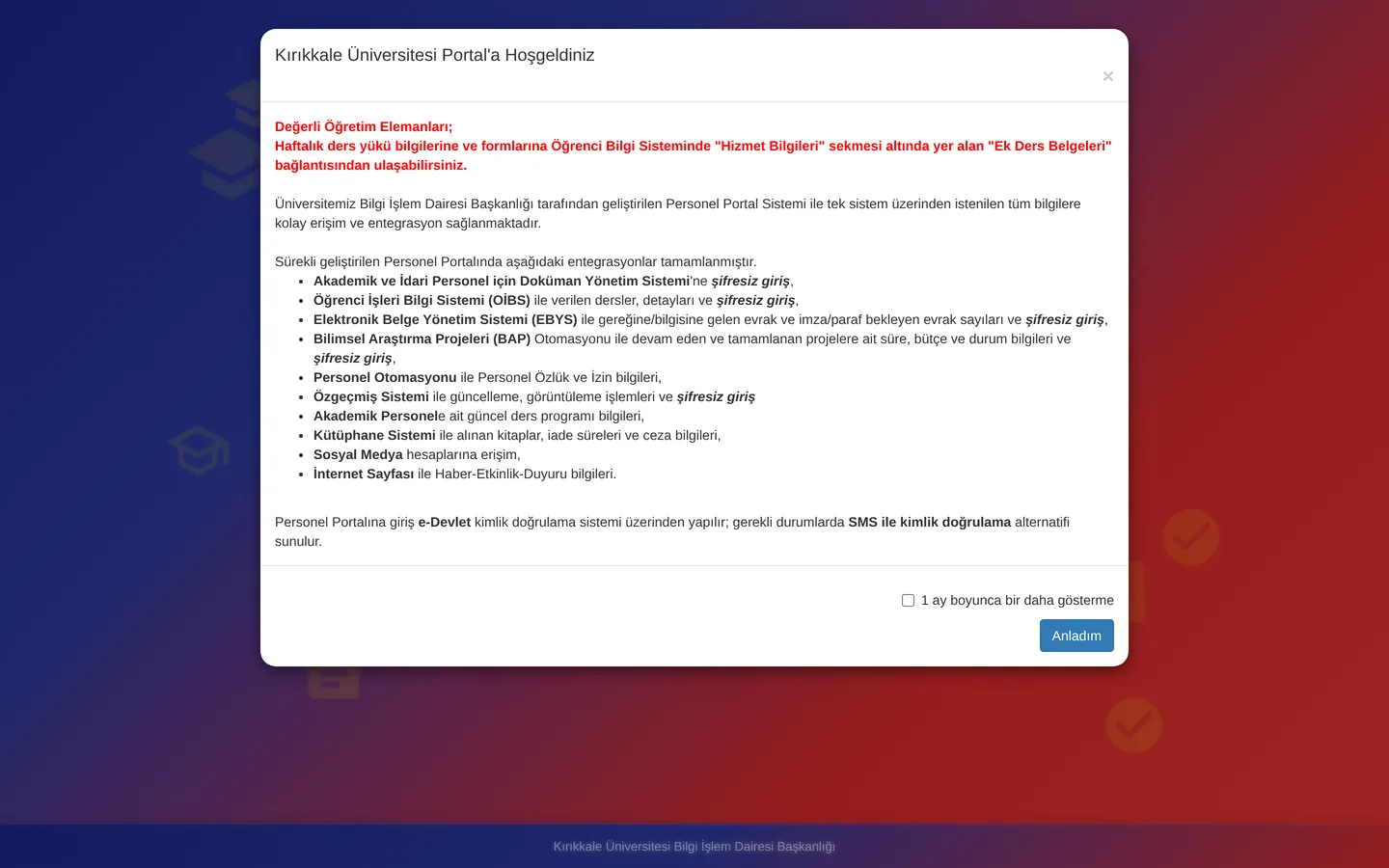 Kırıkkale Üniversitesi Öğrenci Portalı