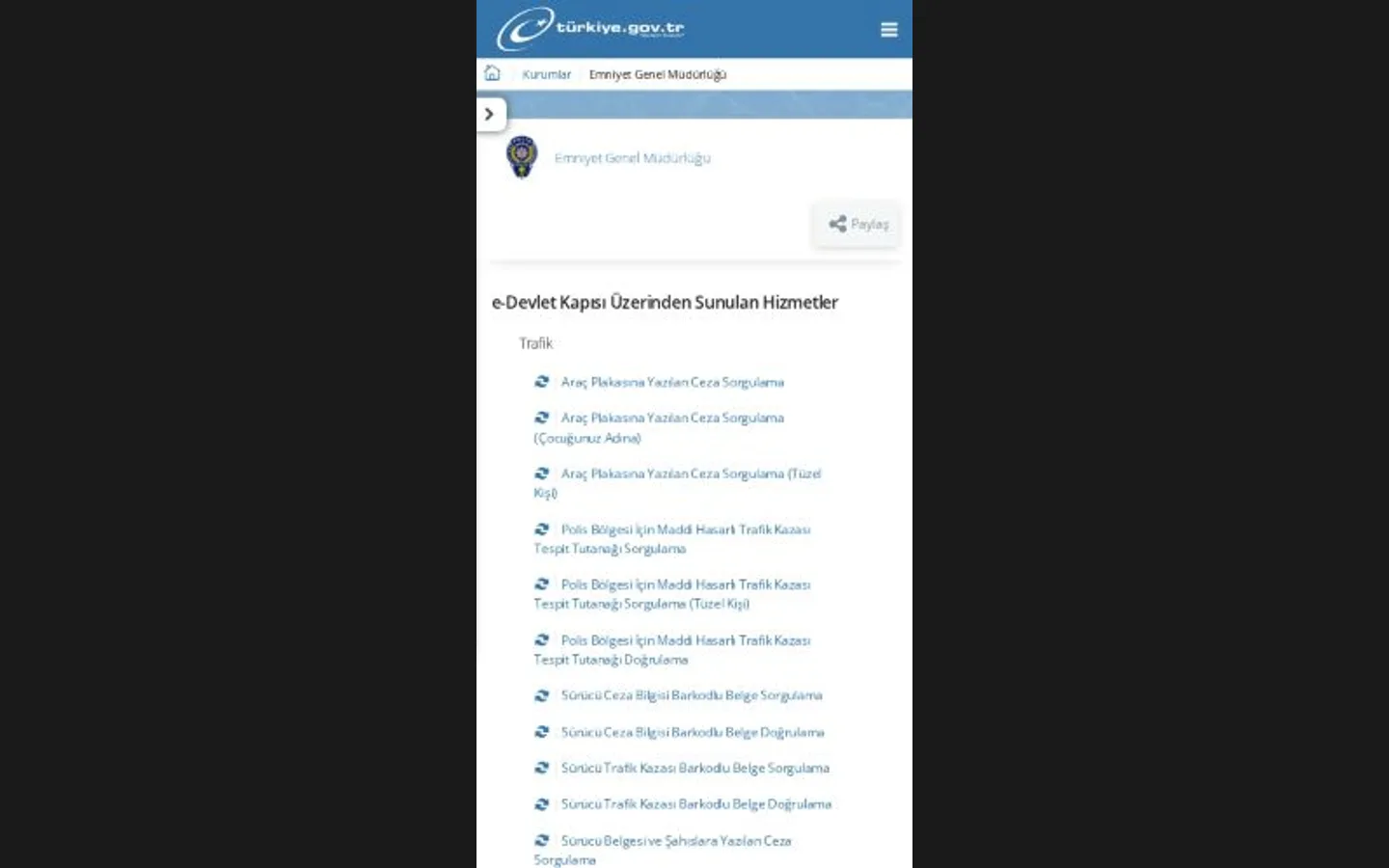 Emniyet Genel Müdürlüğü - e-Devlet